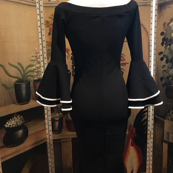 ❤️CELEBRITY INSPIRED BLACK BARDOT DRESS ❤️ NWT - Picture 2 of 4